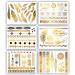 Terra Tattoos Gold Metallic Temporary Tats 75+ Boho Henna Designs Feathers  Tribal  Elephants - Waterproof Nontoxic Long Lasting Perfect for Beach  Festivals  & more!