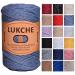 Lukche Cotton and Polyester Shiny Macrame Cord 3mm 224 Yards  75% Cotton  25% Metallic Polyester  Colorful Crochet Macrame Bag Craft for Wall Hangers  Bags  Bottom Plates  Carpets (Aviator Blue)