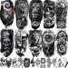 COKTAK 22 Sheets 3D Forearm Half Sleeve Temporary Tattoos For Men Women Adults, Large Tribal Lion Warrior Tiger Wolf Flower Skull Fake Tattoo Stickers Halloween, Black 3D Realistic Tatoo Rose Animals