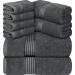 Utopia Towels 8-Piece Luxury Towel Set, 2 Bath Towels, 2 Hand Towels, and 4 Wash Cloths, 600 GSM 100% Ring Spun Cotton Highly Absorbent Towels for Bathroom, Sports, and Hotel (Grey)