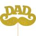 Cakeshop Fathers Day Glitter Cake Topper Fathers Day Cake Topper Decoration Dad Moustache - Double Sided 400gsm Glitter Card Choice 14 of Colours and Loads of Styles | Gold