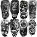 COKTAK 22 Sheets 3D Forearm Half Sleeve Temporary Tattoos - Large Tribal Lion Warrior Tiger Wolf Flower Skull Fake Tattoo Stickers for Men Women Adults - Halloween Black 3D Realistic Tatoo Rose Animals - Buy Online on SooperMarket.com