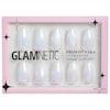 Entranced - short, almond press-on nails in a semi-transparent white and iridescent finish